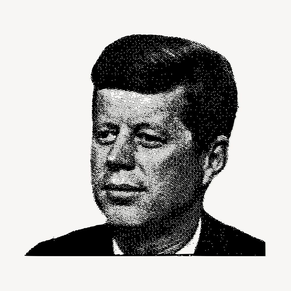 John F. Kennedy portrait illustration. Free public domain CC0 image