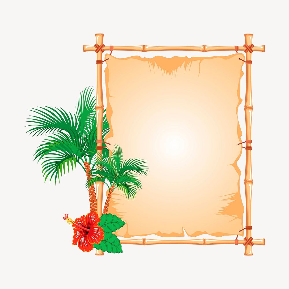 Tropical frame clipart, illustration vector. Free public domain CC0 image.