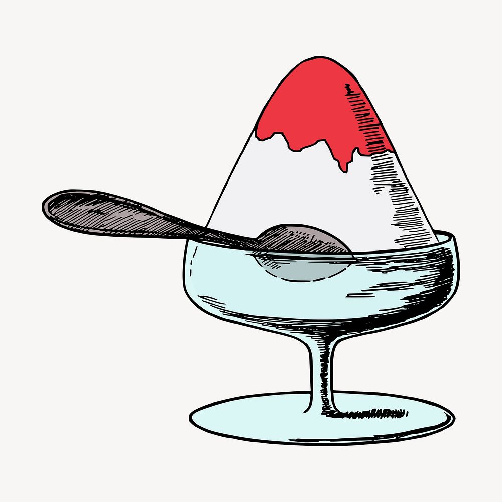 Shaved ice clipart, dessert illustration vector. Free public domain CC0 image