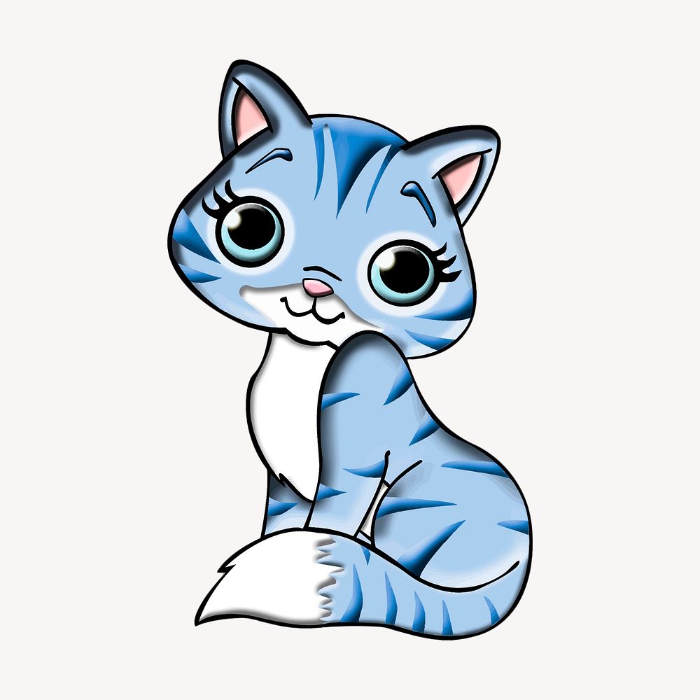 Cute cat clipart, animal illustration psd. Free public domain CC0 image