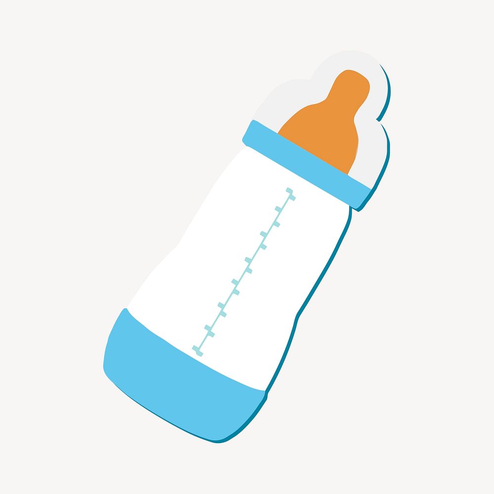 Baby bottle, care equipment illustration. Free public domain CC0 image