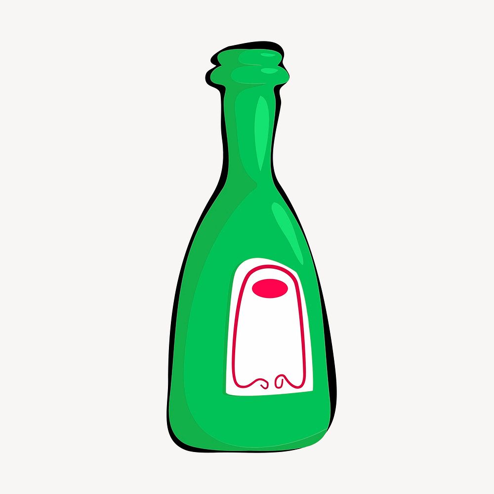 Green bottle, object illustration. Free public domain CC0 image