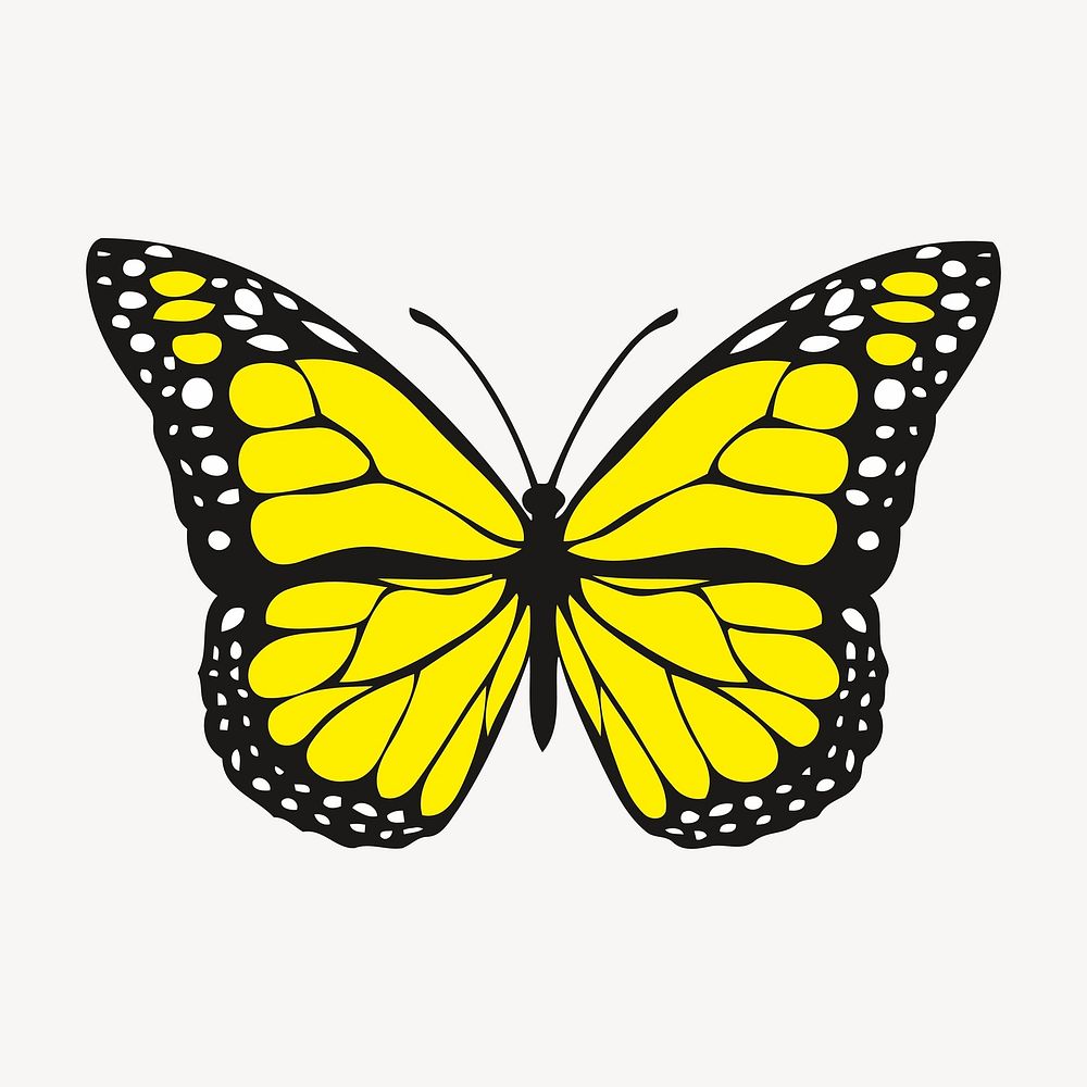 Yellow butterfly, animal illustration. Free public domain CC0 image