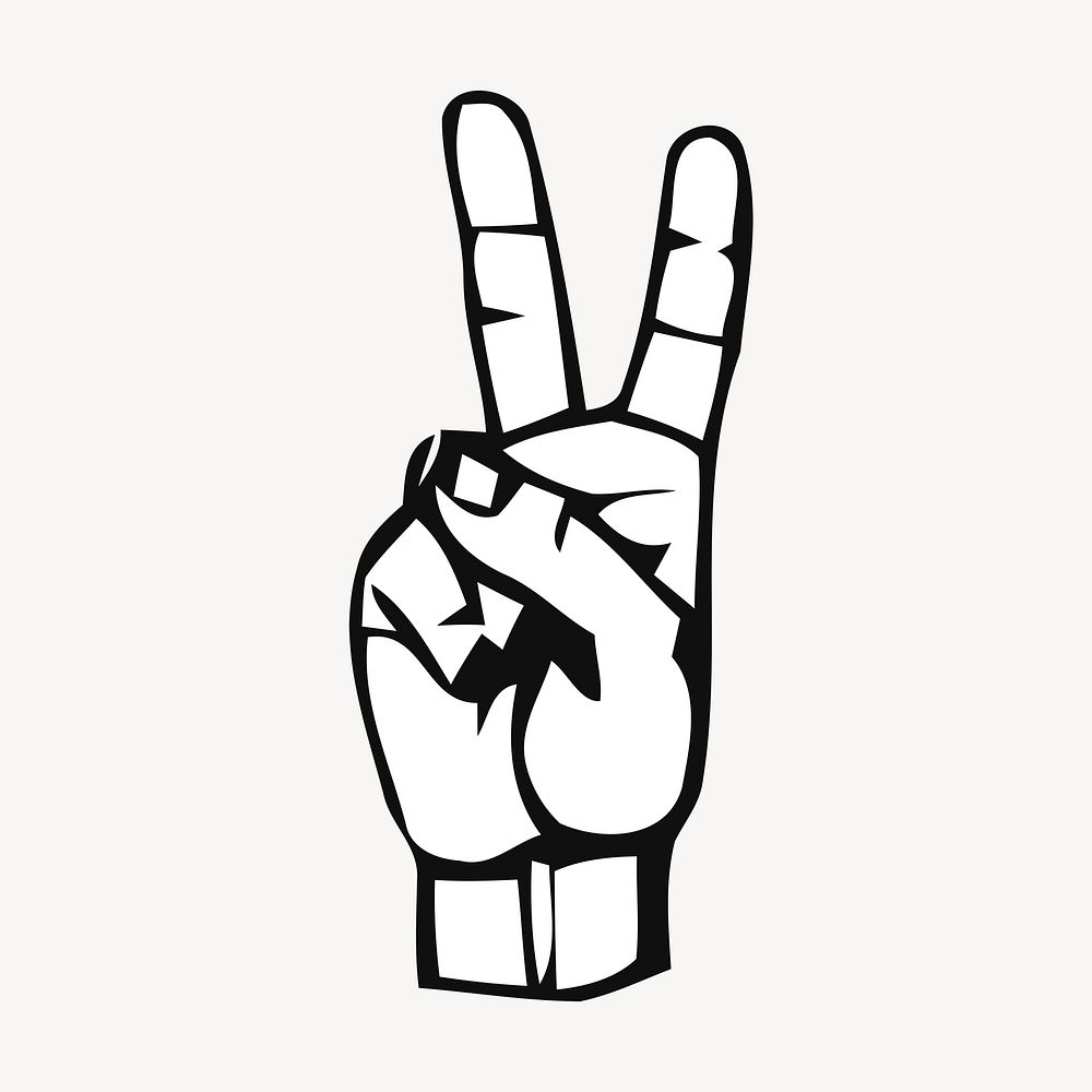Peace sign hand clipart, gesture illustration psd. Free public domain CC0 image