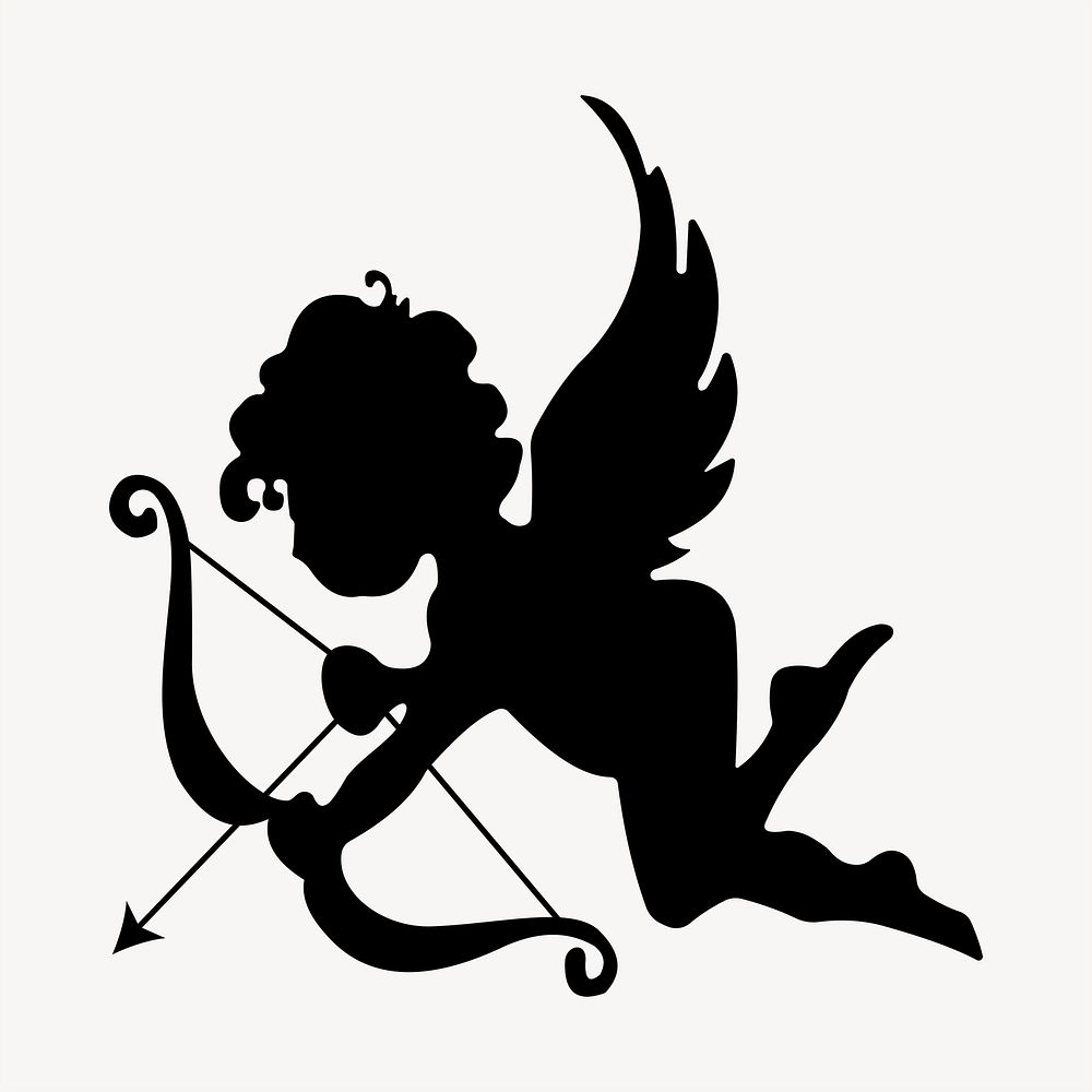 Cupid silhouette clipart, Valentine's day | Free Vector - rawpixel