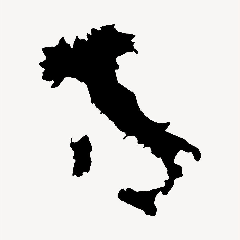 Italy map clipart, drawing illustration vector. Free public domain CC0 image.