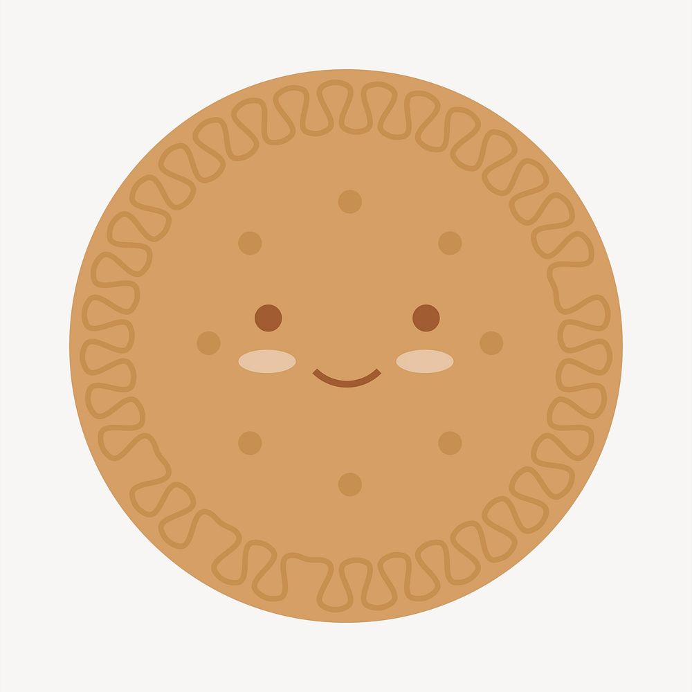 Smiling cookie clipart, food illustration vector. Free public domain CC0 image