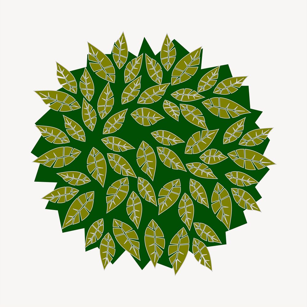 Bush top view clipart, botanical illustration psd. Free public domain CC0 image