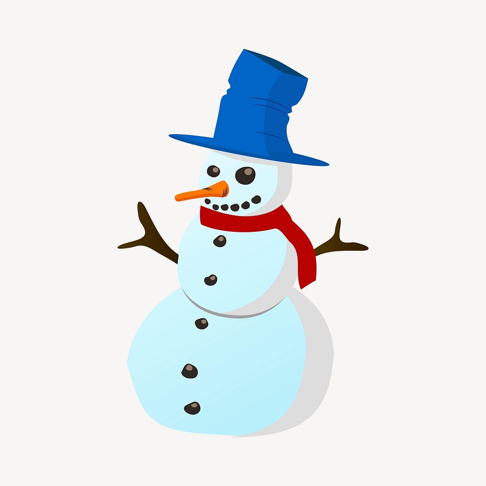 Snowman clipart, Christmas illustration psd. Free public domain CC0 image