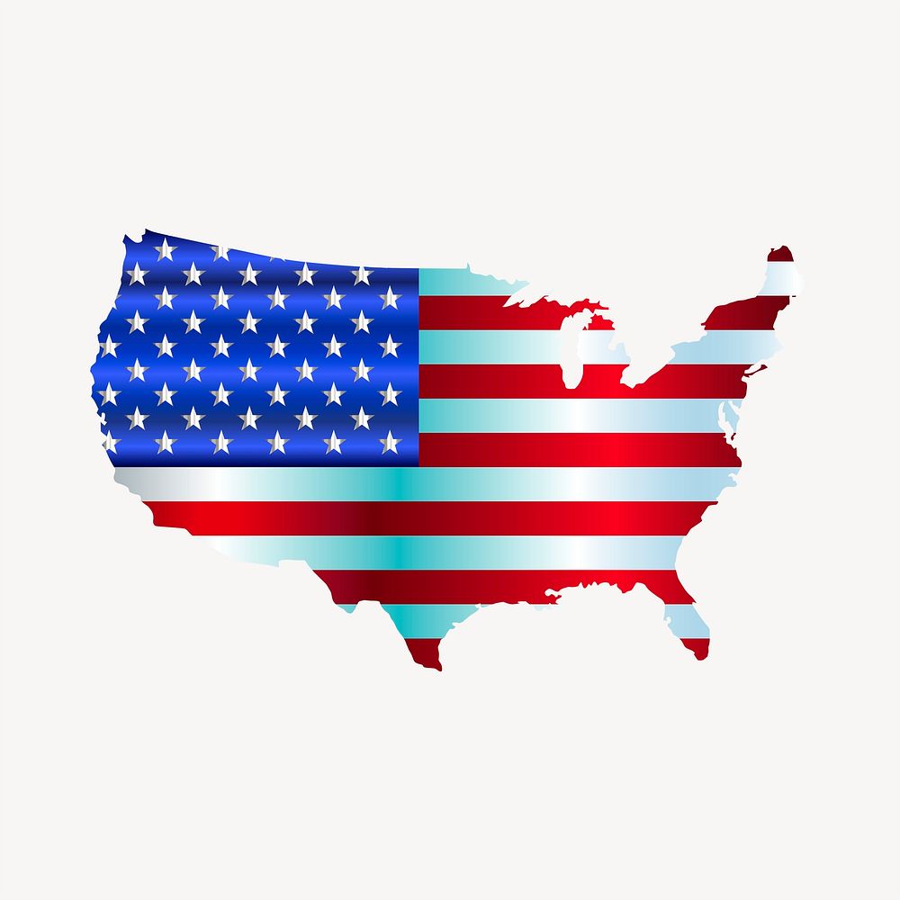 USA flag map clipart, illustration psd. Free public domain CC0 image.