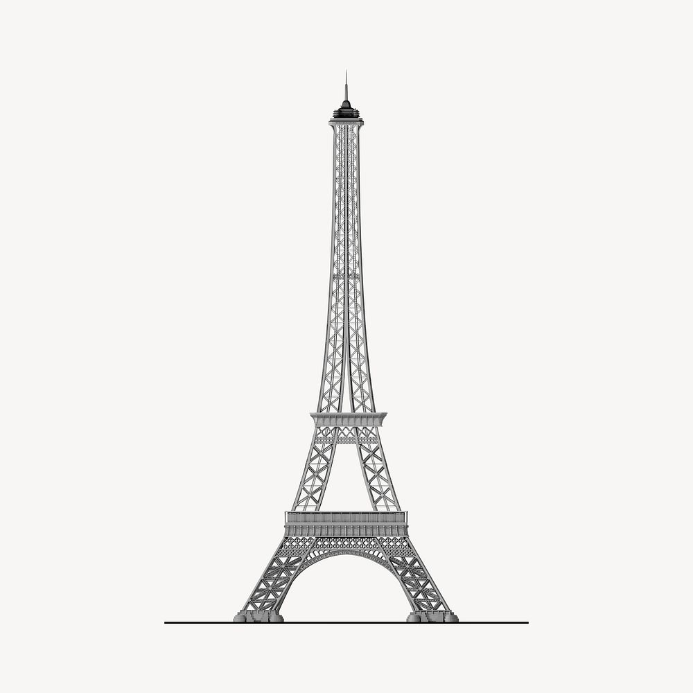 Paris Eiffel Tower clipart, architecture illustration vector. Free public domain CC0 image