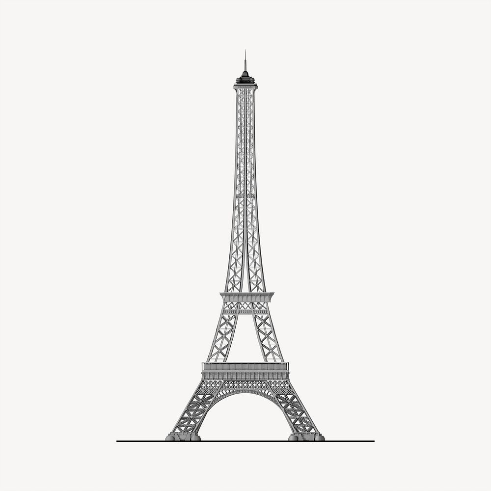Paris Eiffel Tower, architecture illustration. Free public domain CC0 image