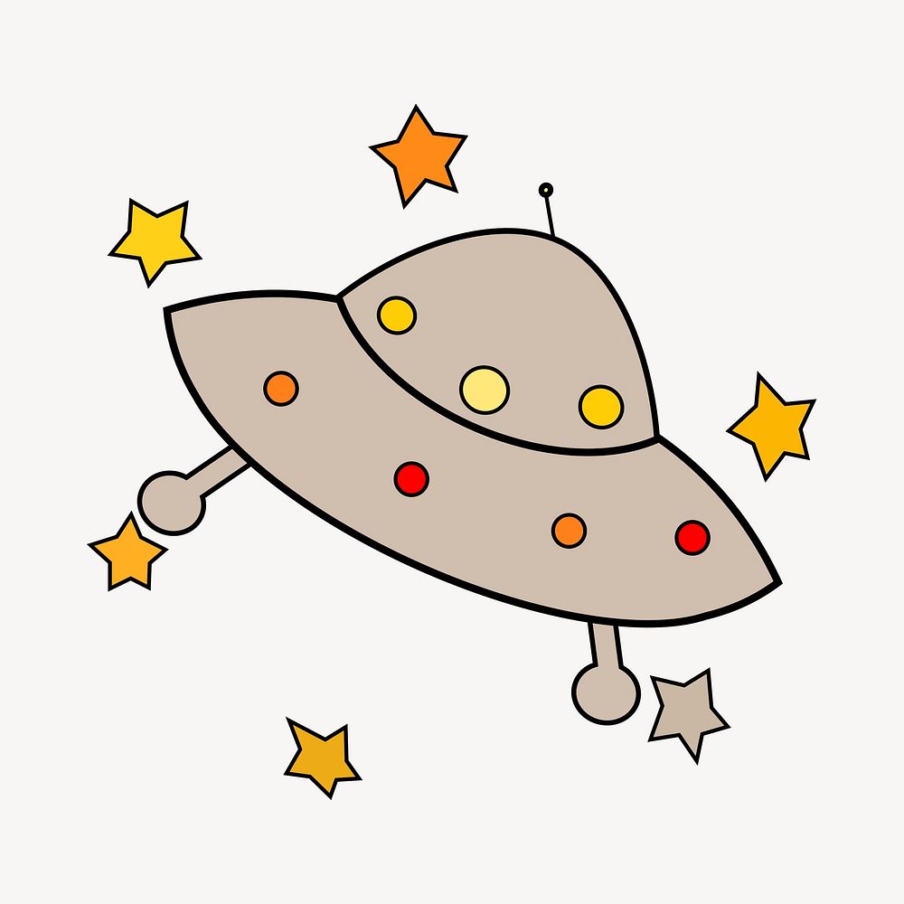 UFO spaceship clipart, cute doodle vector. Free public domain CC0 image