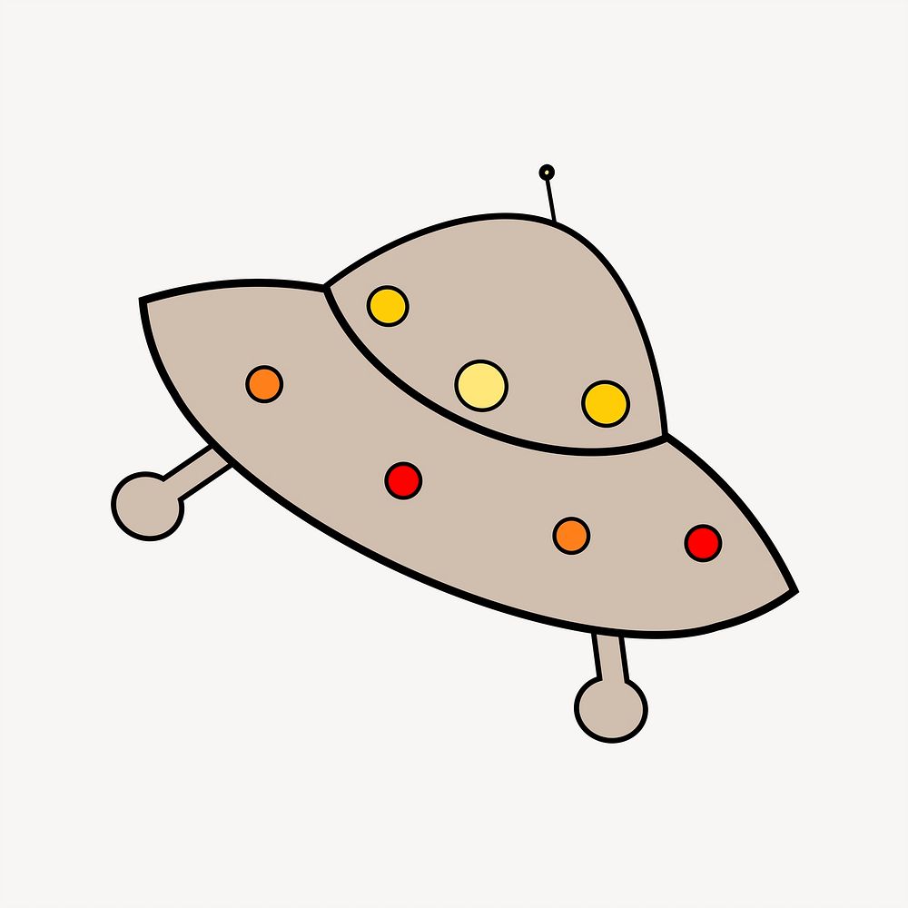 UFO spaceship, cute doodle. Free public domain CC0 image
