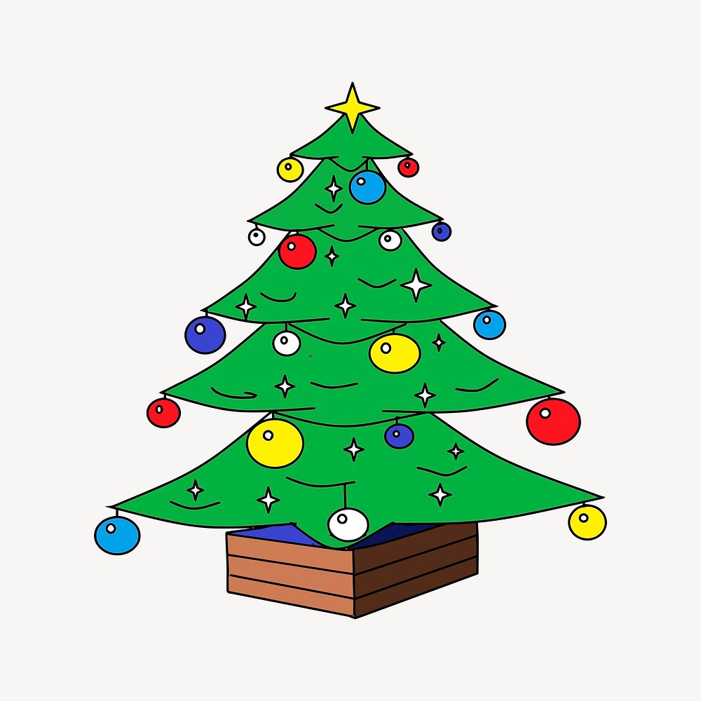 Christmas tree, festive illustration. Free public domain CC0 image