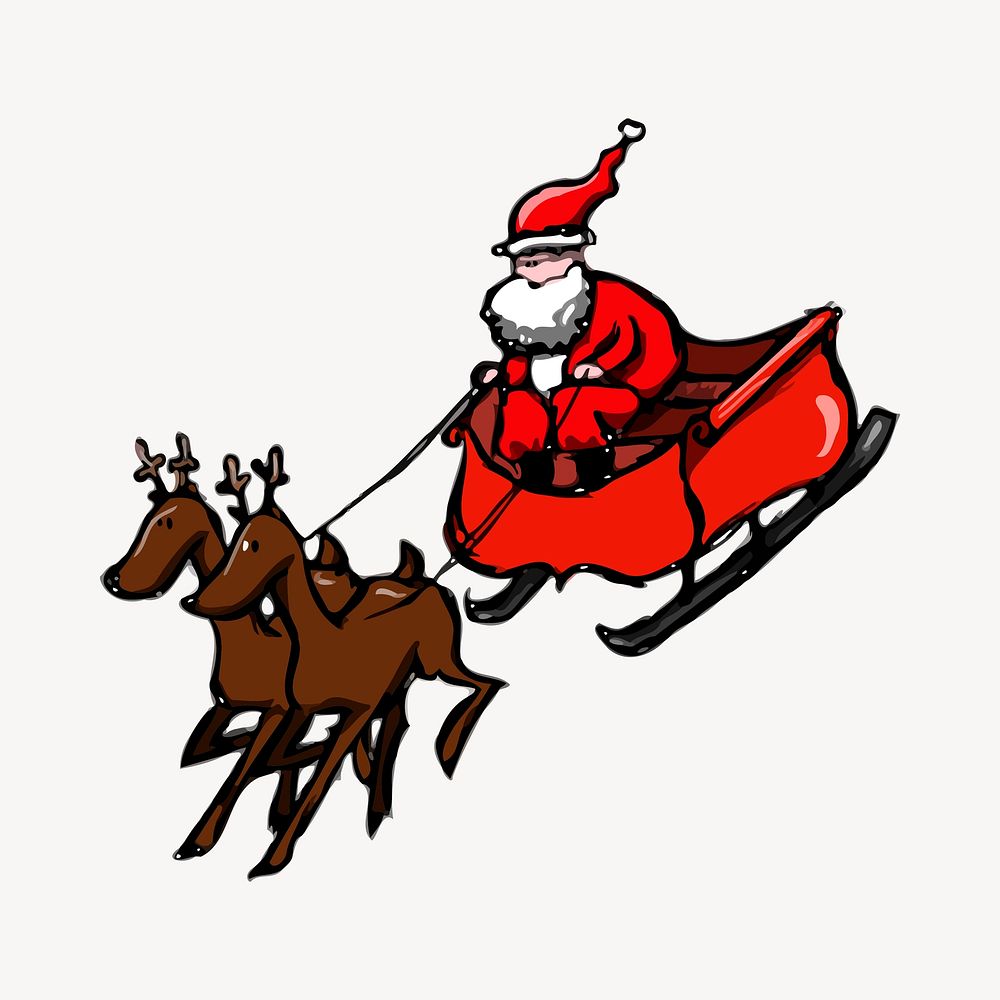 Santa sleigh clipart, Christmas illustration vector. Free public domain CC0 image