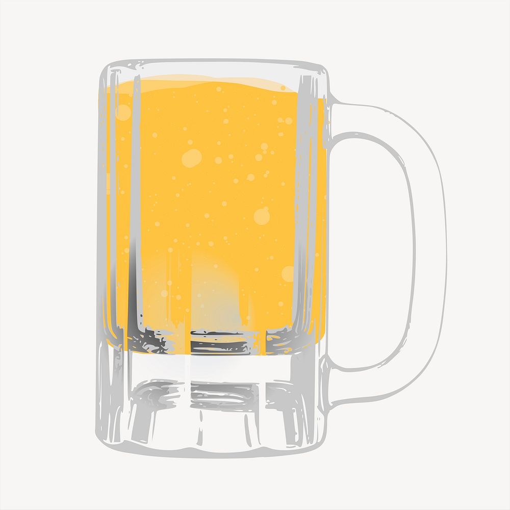 Beer glass clipart, alcoholic beverage illustration vector. Free public domain CC0 image