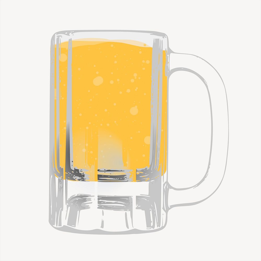Beer glass, beverage illustration. Free public domain CC0 image