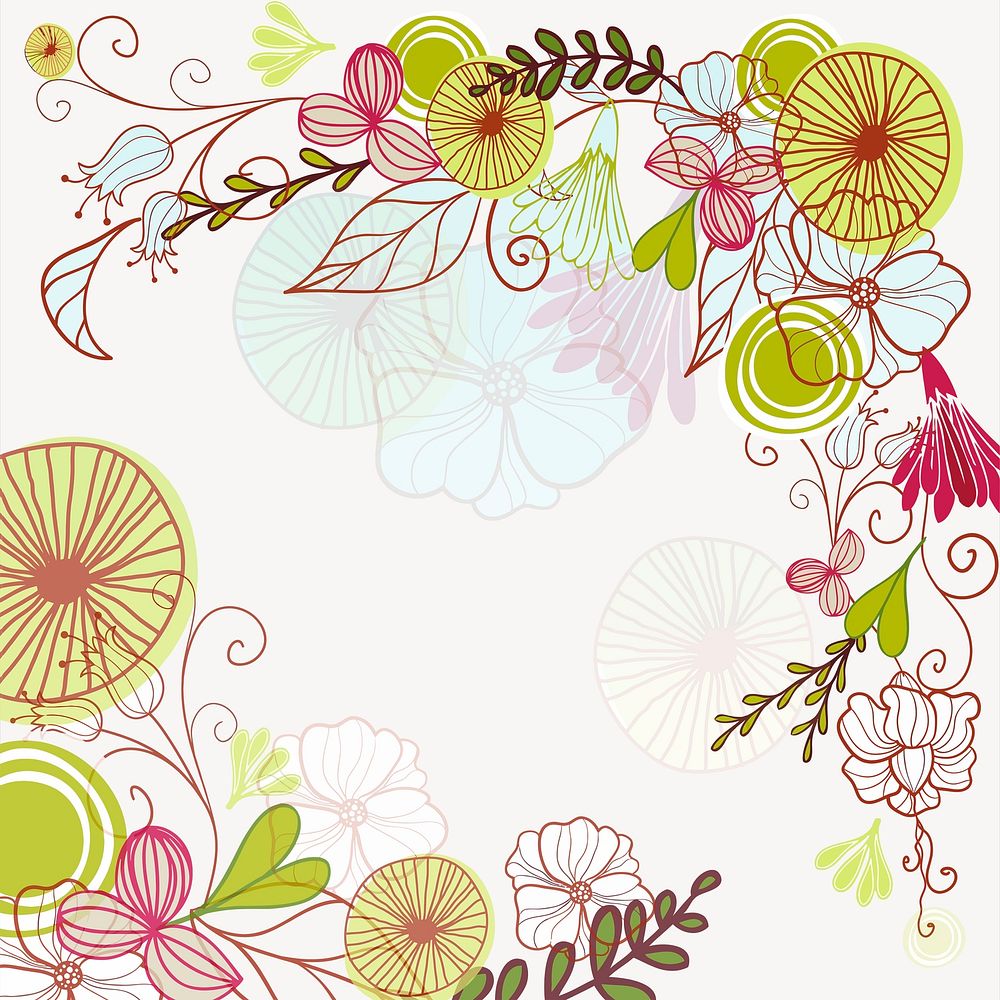 Flower frame clipart, botanical illustration psd. Free public domain CC0 image
