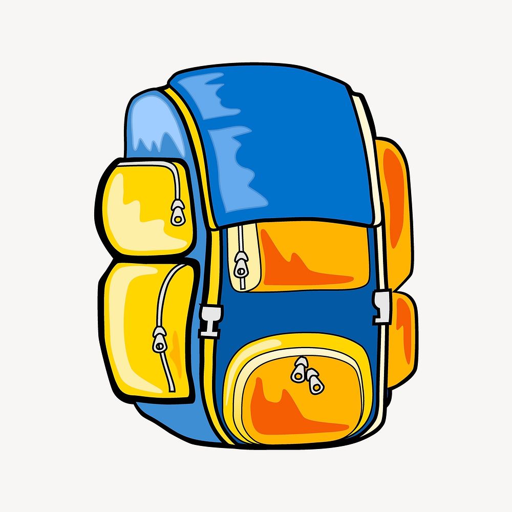 Blue backpack clip art, vintage Free Photo rawpixel