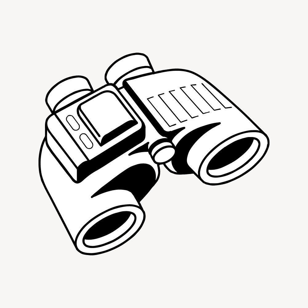 Binoculars clipart, black and white illustration psd. Free public domain CC0 image.
