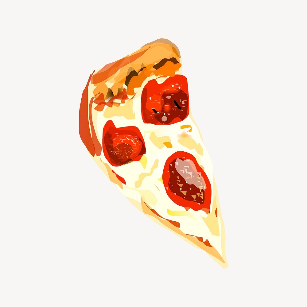 Pepperoni pizza clip art, food illustration. Free public domain CC0 image.
