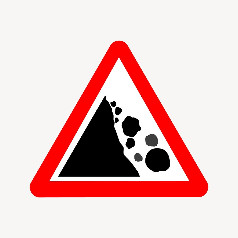 Falling rocks sign  collage element vector. Free public domain CC0 image.