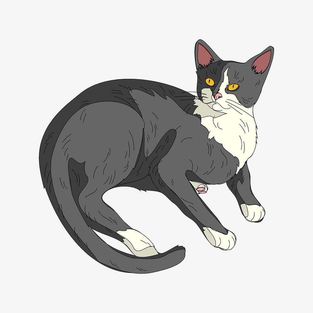 Cat clipart, animal  illustration psd. Free public domain CC0 image.