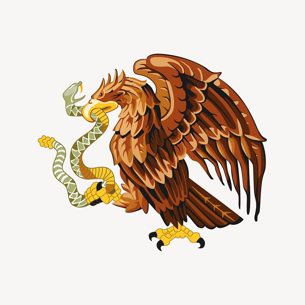 Eagle and snake clipart, animal illustration psd. Free public domain CC0 image.
