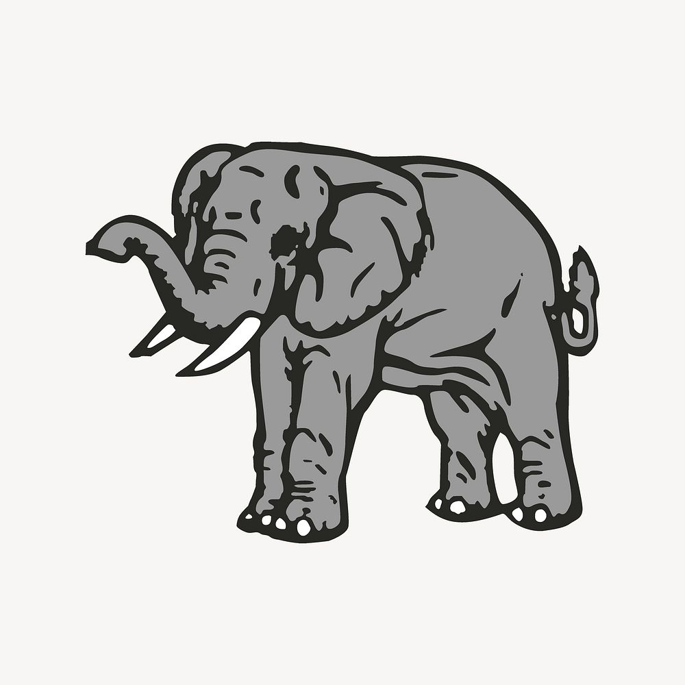 Elephant clipart, animal illustration psd. Free public domain CC0 image.
