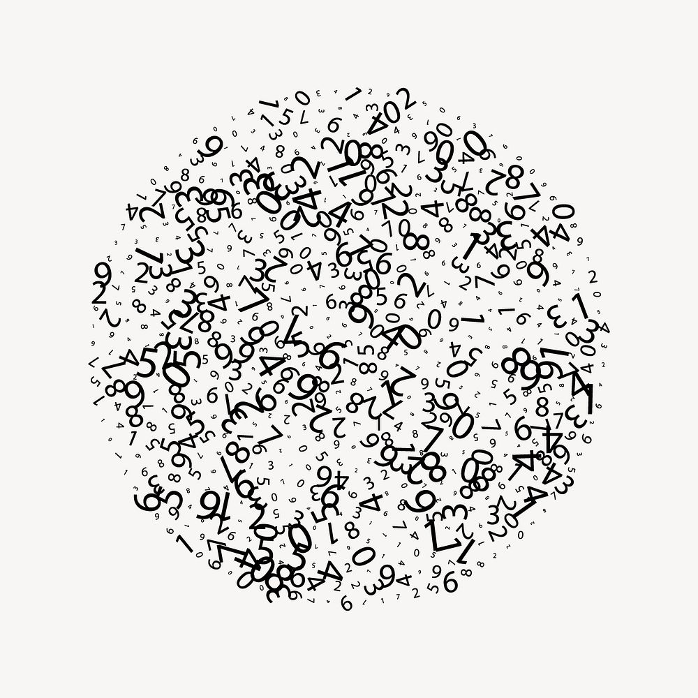Numerals sphere collage element vector. Free public domain CC0 image.
