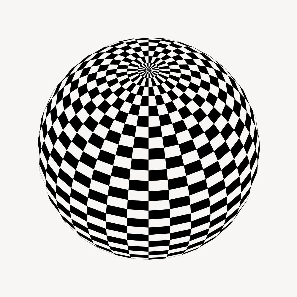 Checkered sphere collage element vector. Free public domain CC0 image.