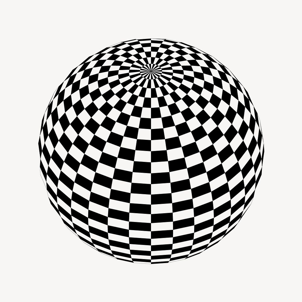 Checkered sphere clip art. Free public domain CC0 image.