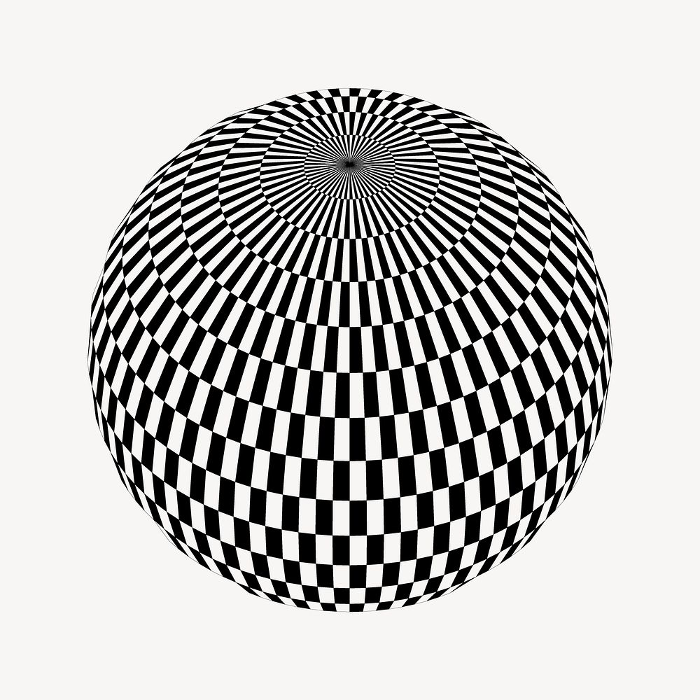 Checkered sphere collage element vector. Free public domain CC0 image.