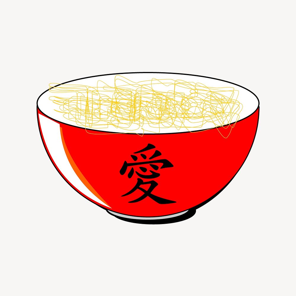 Noodle bowl collage element vector. Free public domain CC0 image.