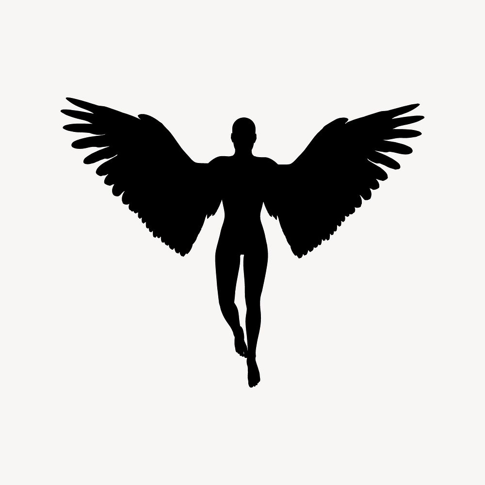 Angel silhouette illustration. Free public domain CC0 image.