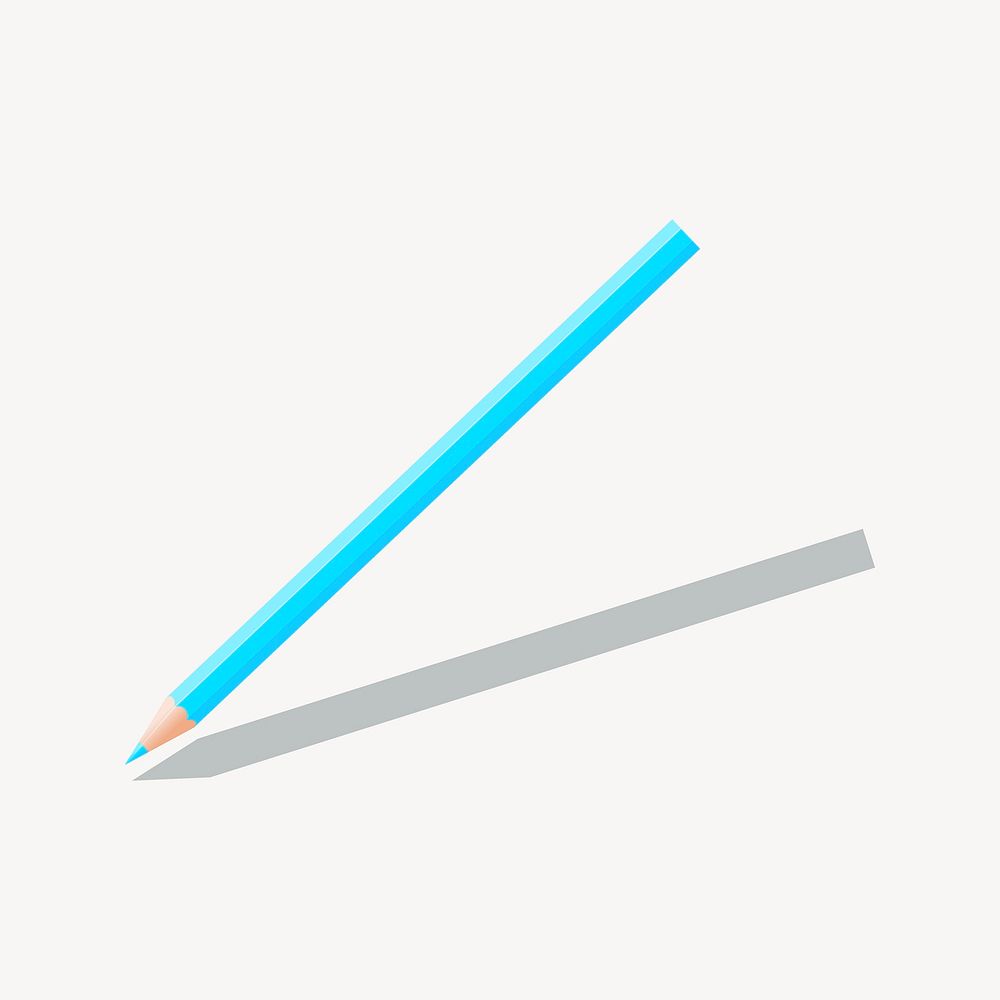 Blue pencil clip art, stationery illustration. Free public domain CC0 image.