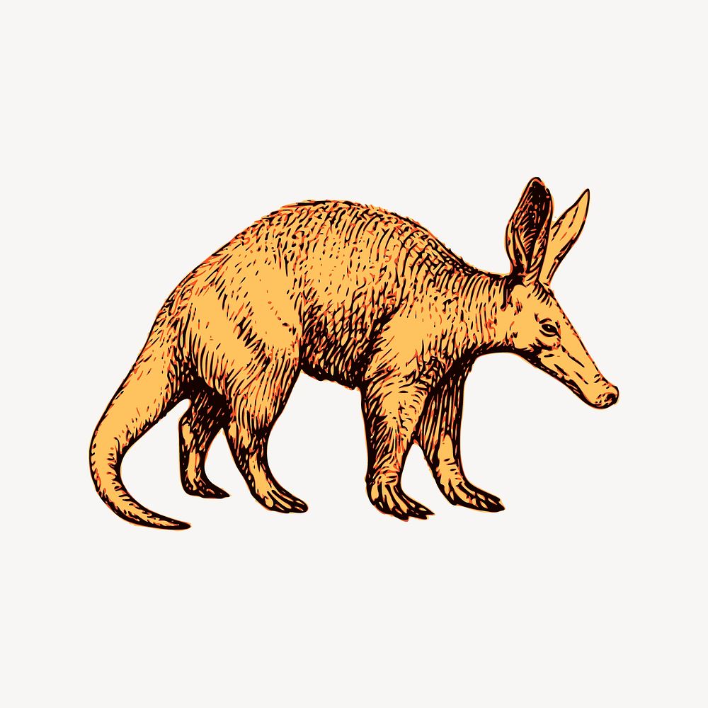Aardvark clipart, animal illustration psd. Free public domain CC0 image.