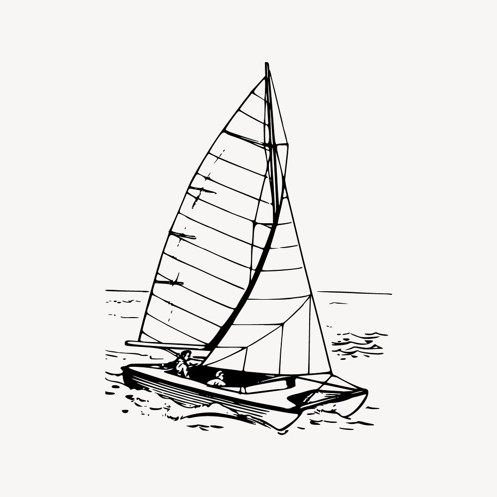 Sailboat clipart, vintage illustration psd. Free public domain CC0 image.