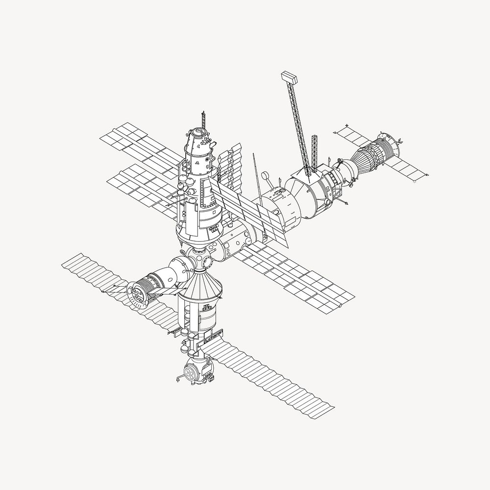 Space station collage element vector. Free public domain CC0 image.