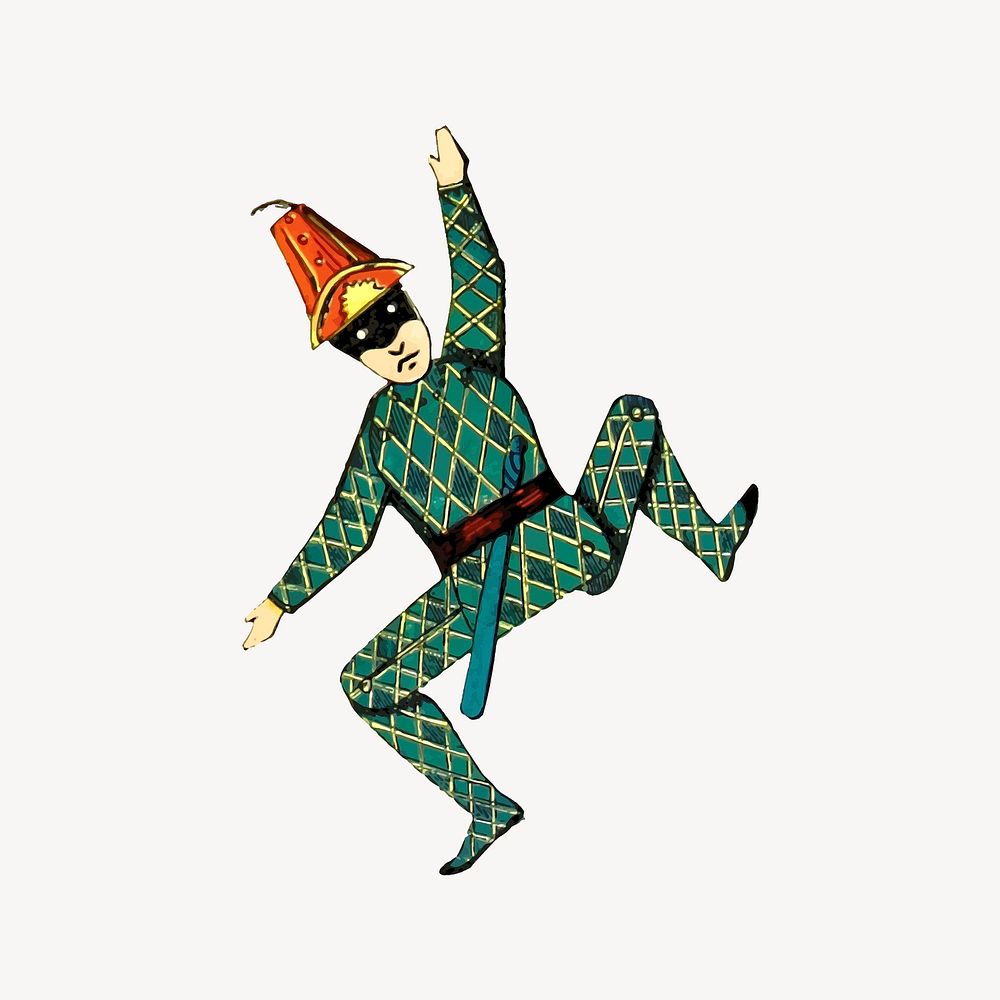Court jester clipart, vintage illustration psd. Free public domain CC0 image.