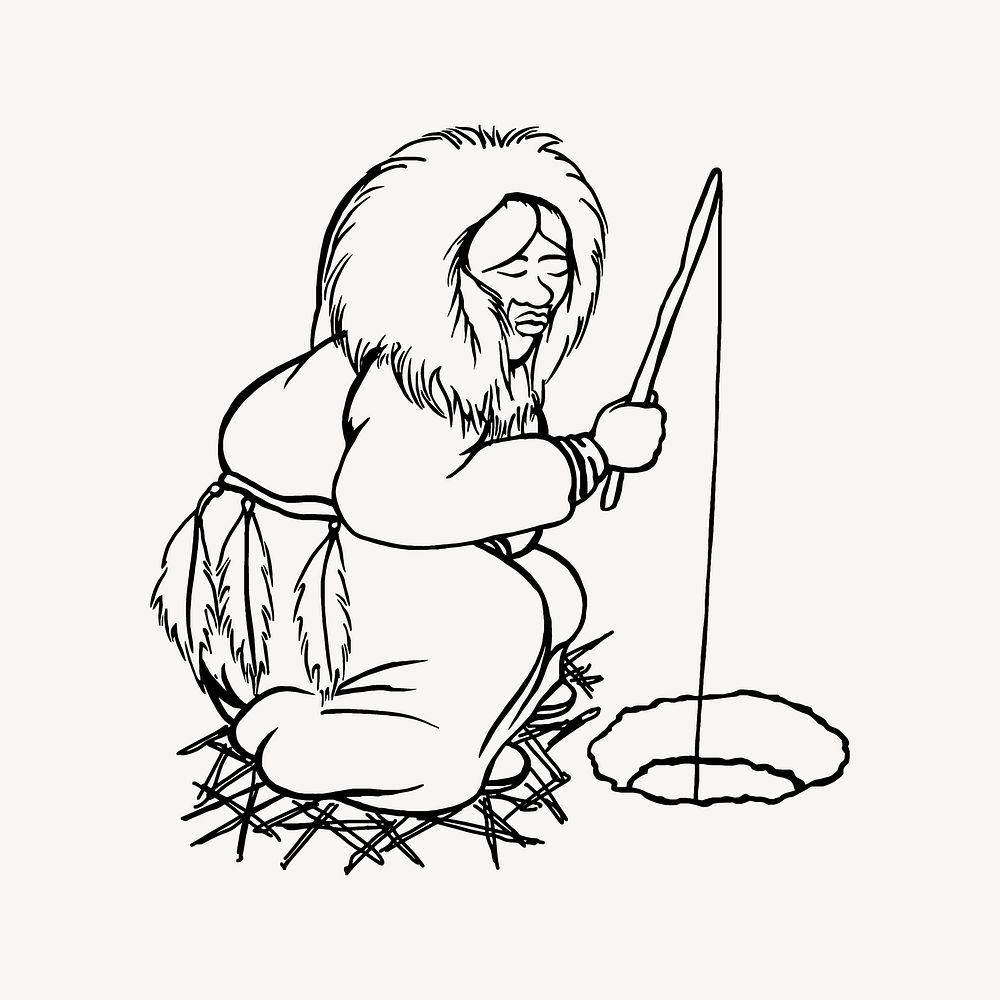 Eskimo clipart, person illustration psd. Free public domain CC0 image.
