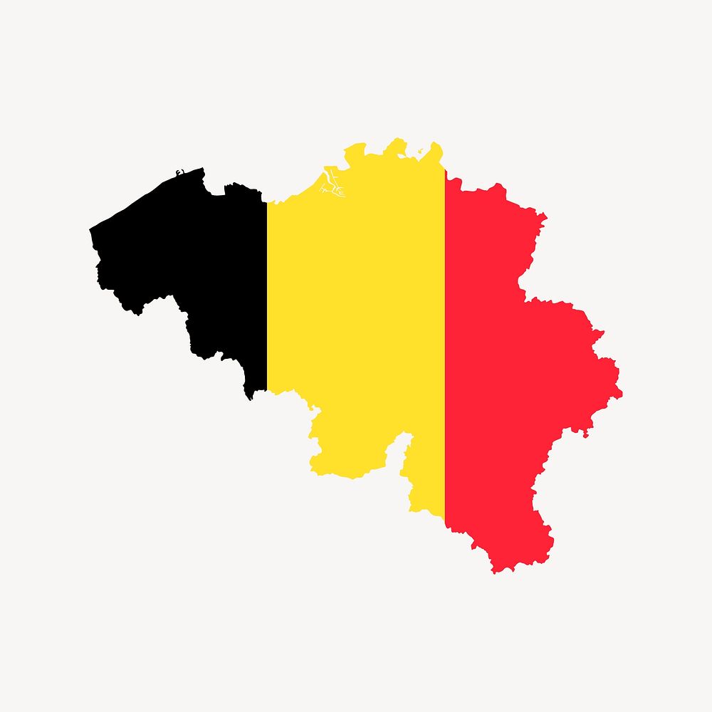 Belgium flag map clipart, country illustration psd. Free public domain CC0 image.