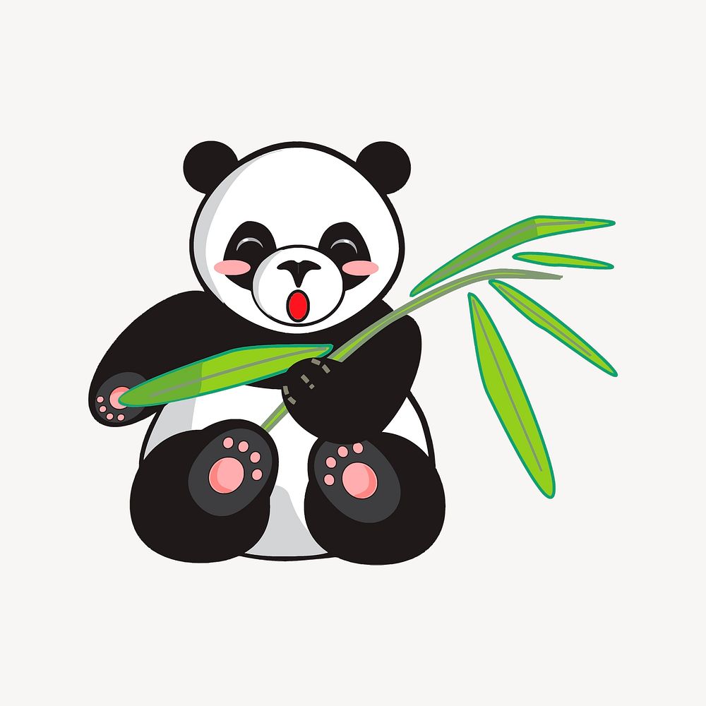 Panda cartoon collage element vector. Free public domain CC0 image.