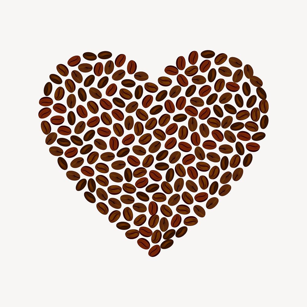 Heart coffee beans clip art, vintage illustration. Free public domain CC0 image.