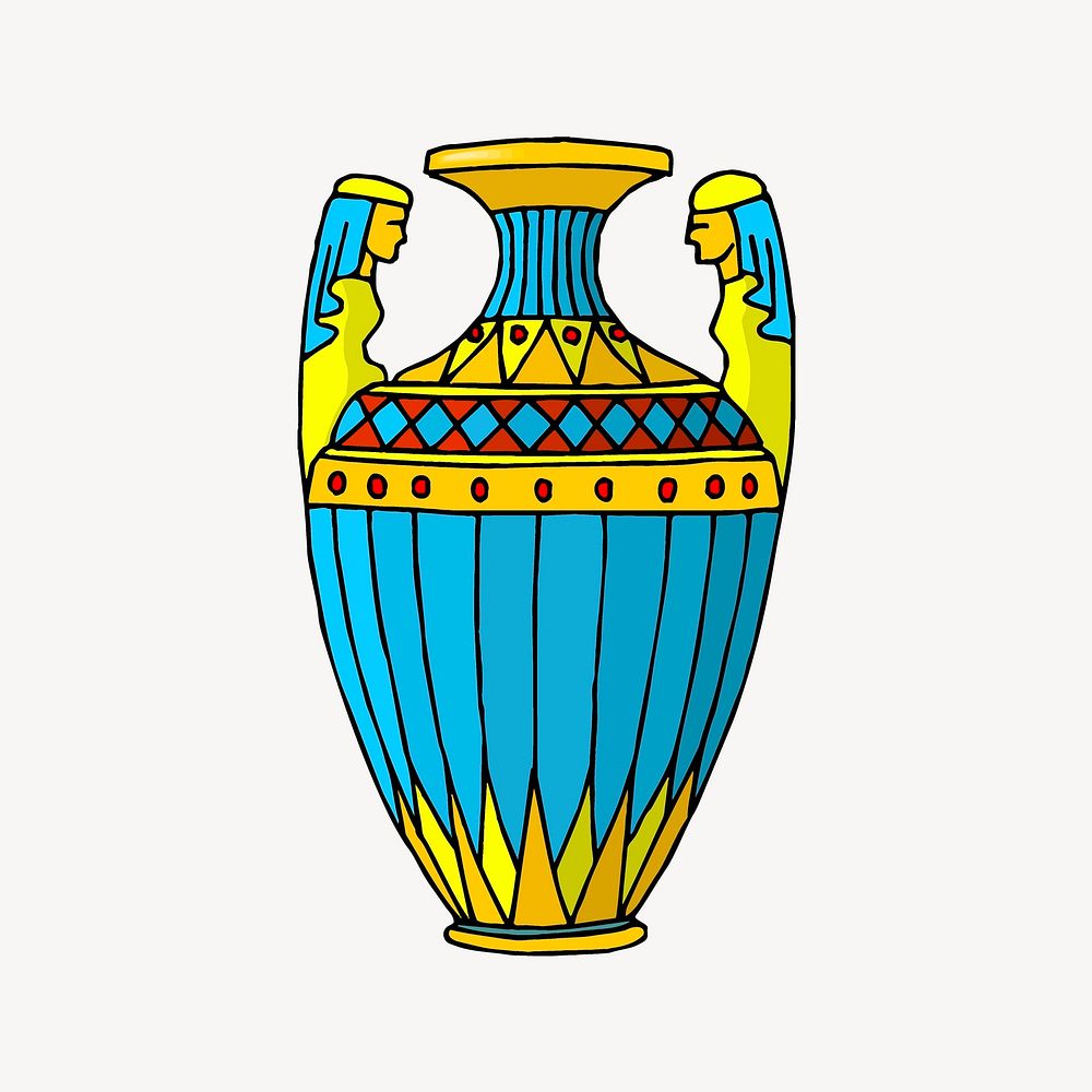 Egyptian vase clipart, vintage illustration psd. Free public domain CC0 image.