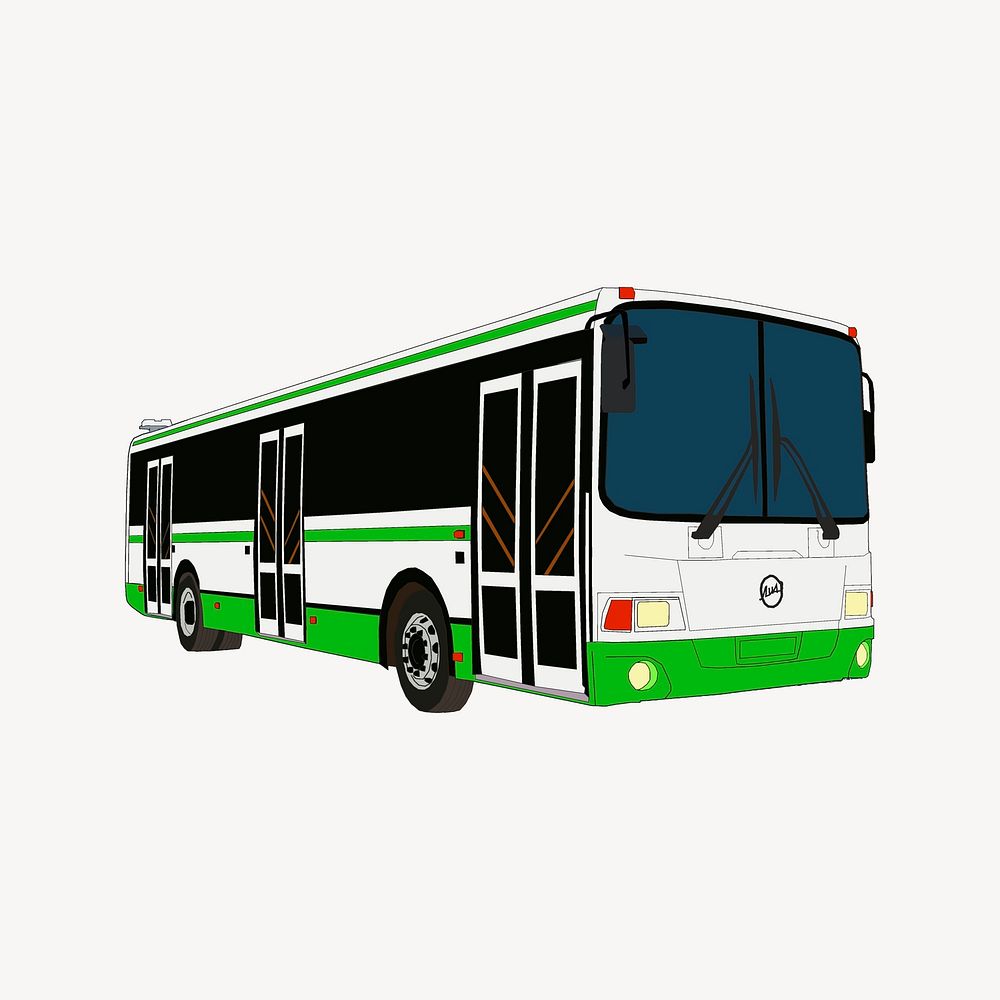 Green bus collage element vector. Free public domain CC0 image.