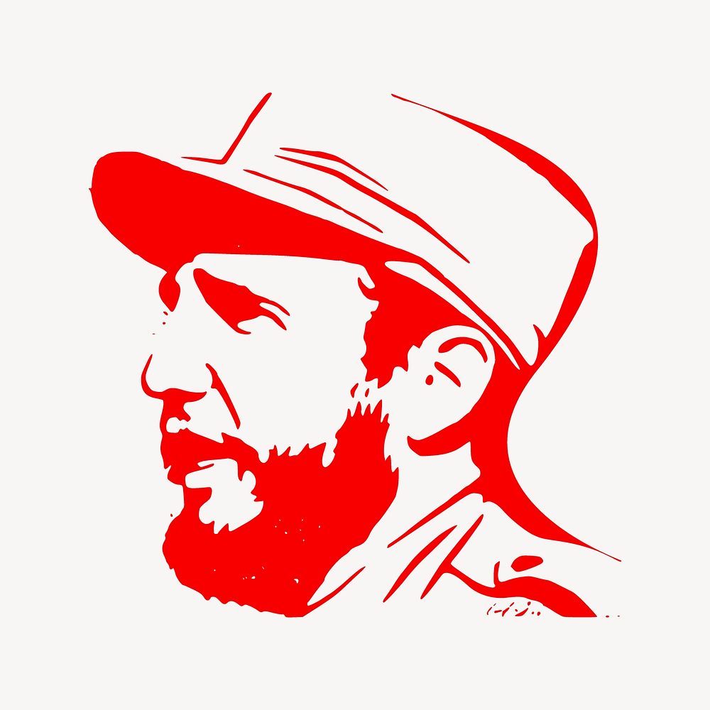 Fidel Castro clip art, famous person illustration. Free public domain CC0 image.