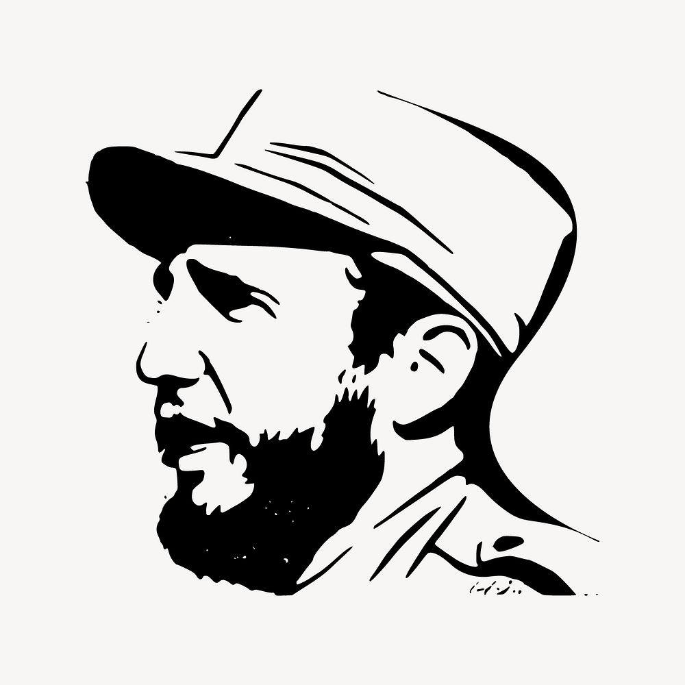 Fidel Castro collage element vector. Free public domain CC0 image.