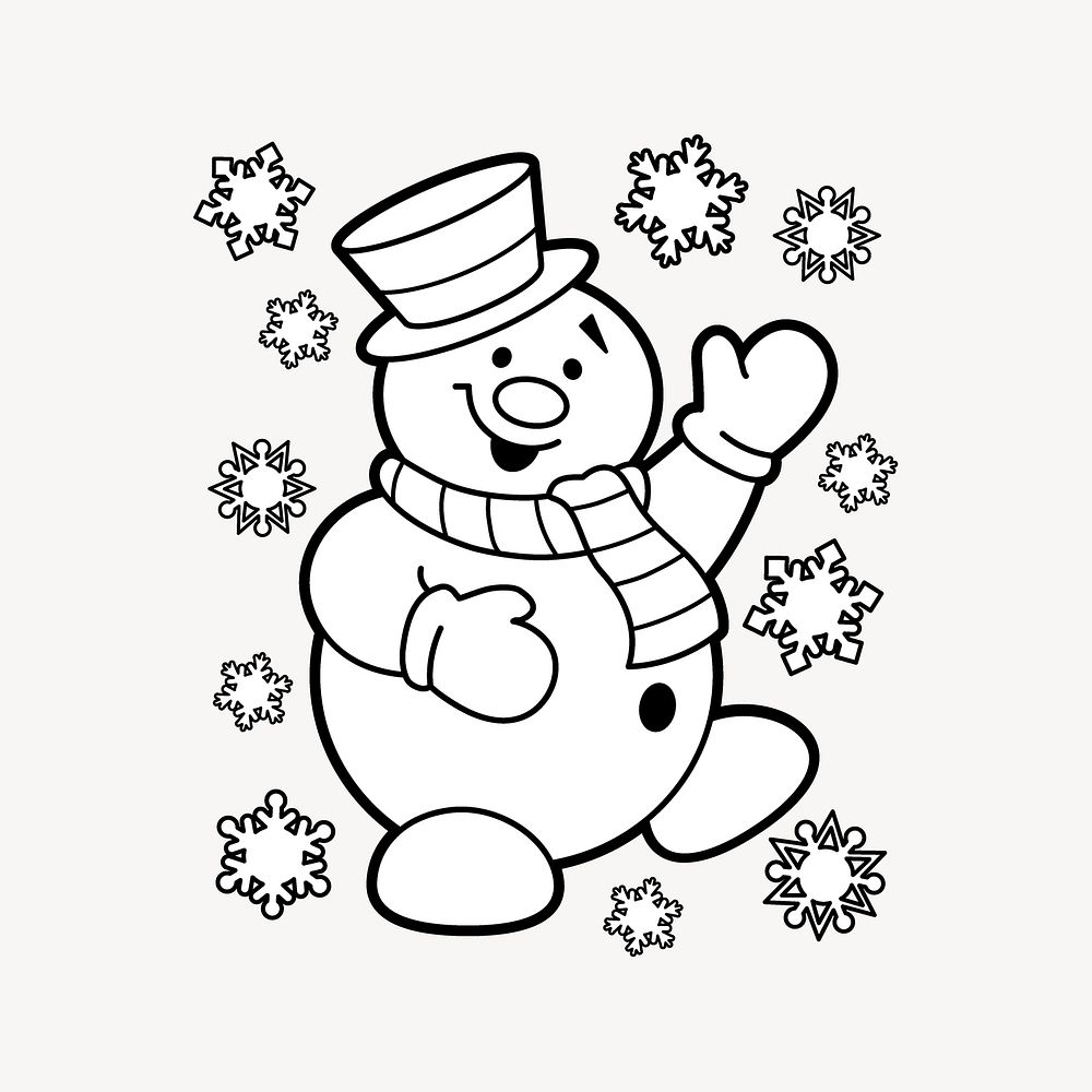 Snowman clip art, winter illustration. Free public domain CC0 image.